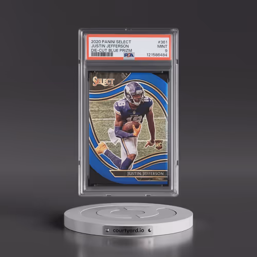 2020 Panini Select #361 Justin Jefferson - Die-Cut Blue Prizm (PSA 9 MINT)