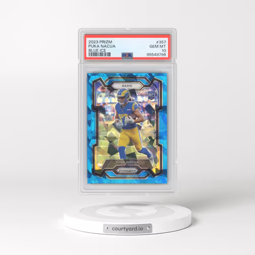 2023 Panini Prizm #357 Puka Nacua - Blue Ice (PSA 10 GEM MINT)