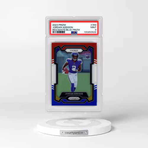 2023 Panini Prizm #368 Jordan Addison - Red/White/Blue Prizm (PSA 9 MINT)