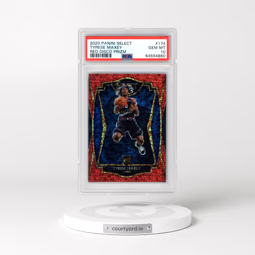 2020 Panini Select #174 Tyrese Maxey - Red Disco Prizm (PSA 10 GEM MINT)