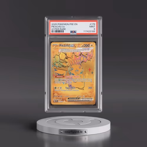 2025 Pokémon Pre EN-Prismatic Evolutions #179 Pikachu EX - Holo Hyper Rare (PSA 9 MINT)