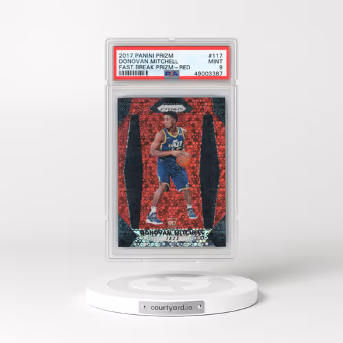 2017 Panini Prizm #117 Donovan Mitchell - Fast Break Prizm-Red (PSA 9 MINT)