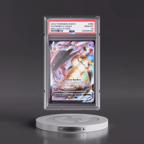 2022 Pokémon Sword & Shield Brilliant Stars #069 Mimikyu Vmax - Full Art (PSA 10 GEM MINT)