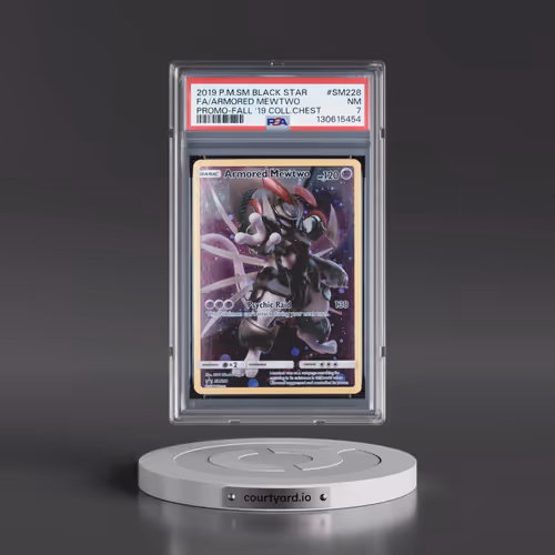 2019 Pokémon SM Black Star Promo #SM228 Armored Mewtwo - Full Art Fall 2019 Collector Chest (PSA 7 N