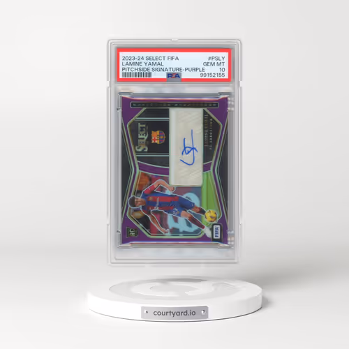 2023-24 Panini Select FIFA Pitchside Signatures #PSLY Lamine Yamal - Purple (PSA 10 GEM MINT)