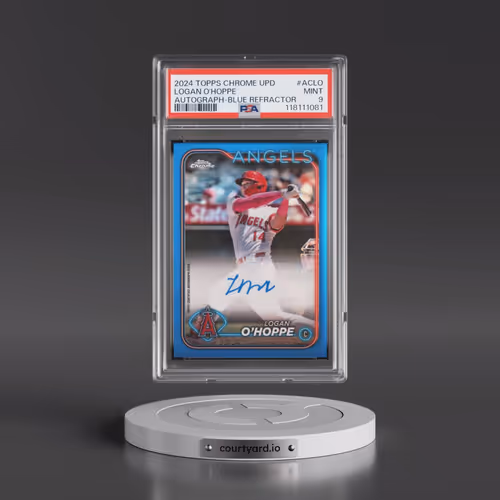 2024 Topps Chrome Update Chrome Baseball Update Series Autographs #ACLO Logan O'Hoppe - Blue Refract