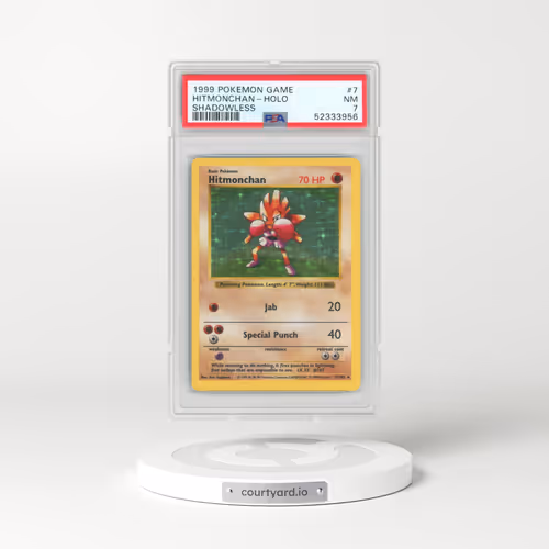 1999 Pokémon Game #7 Hitmonchan - Holo Shadowless (PSA 7 NM)