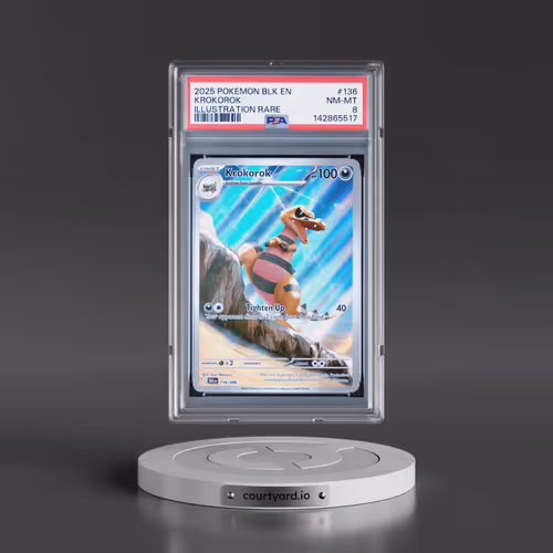 2025 Pokémon Blk EN-Black Bolt #136 Krokorok - Illustration Rare (PSA 8 NM-MT)