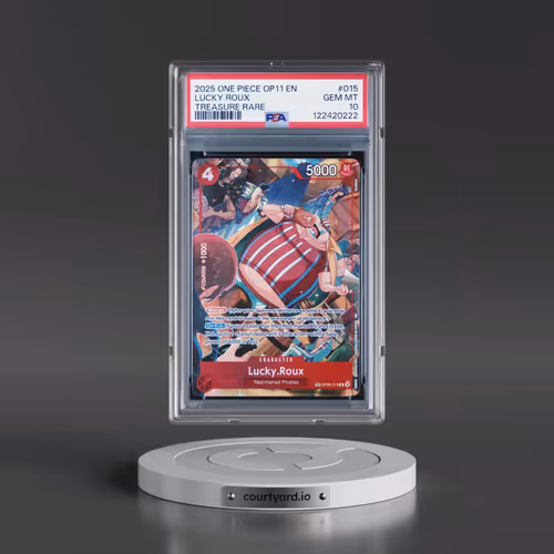 2025 One Piece OP11-A Fist of Divine Speed #015 Lucky Roux - Treasure Rare (PSA 10 GEM MINT)