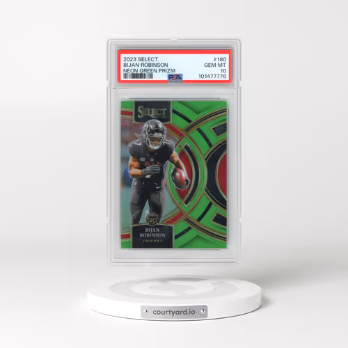 2023 Panini Select #180 Bijan Robinson - Neon Green Prizm (PSA 10 GEM MINT)