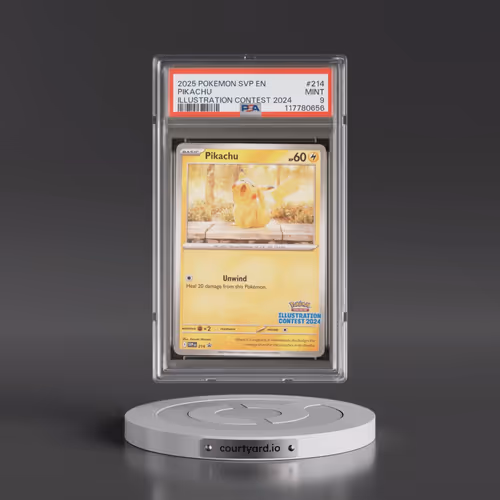 2025 Pokémon Svp EN-SV Black Star Promo #214 Pikachu - Illustration Contest 2024 (PSA 9 MINT)