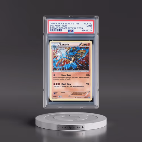 2016 Pokémon XY Black Star Promo #XY140 Lucario - Holo Steam Siege Blisters (PSA 9 MINT)