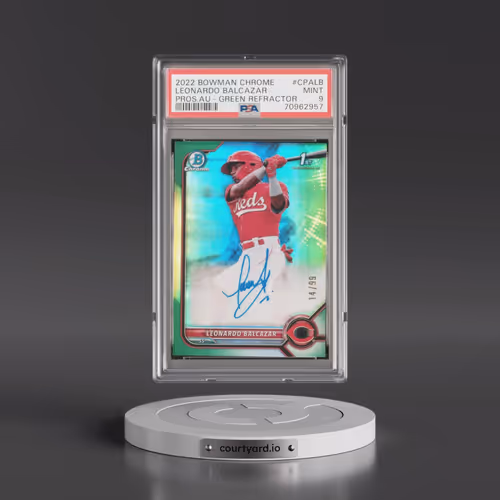2022 Bowman Chrome Prospect Autographs #CPALB Leonardo Balcazar - Green Refractor (PSA 9 MINT)