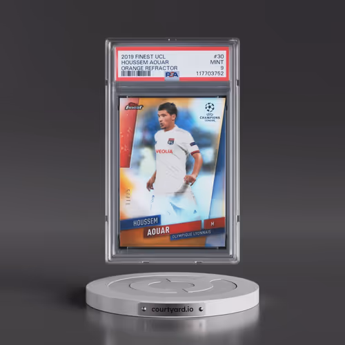 2019 Finest UEFA Champions League #30 Houssem Aouar - Orange Refractor (PSA 9 MINT)