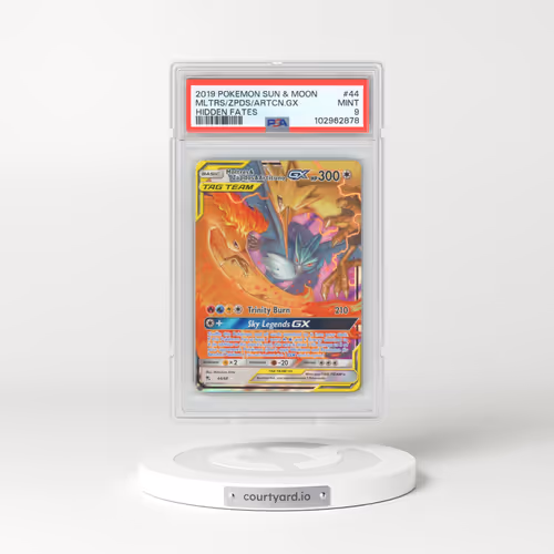 2019 Pokémon Sun & Moon Hidden Fates #44 Moltres & Zapdos & Articuno GX - Holo (PSA 9 MINT)
