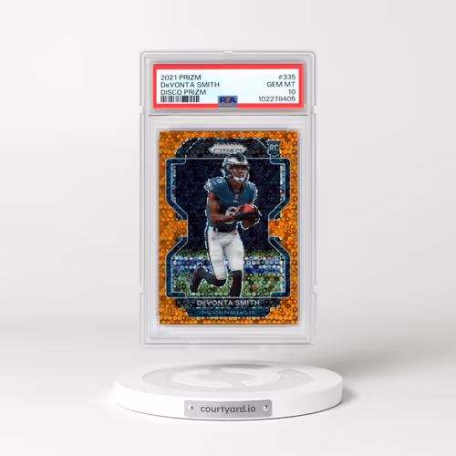 2021 Panini Prizm #335 DeVonta Smith - Disco Prizm (PSA 10 GEM MINT)