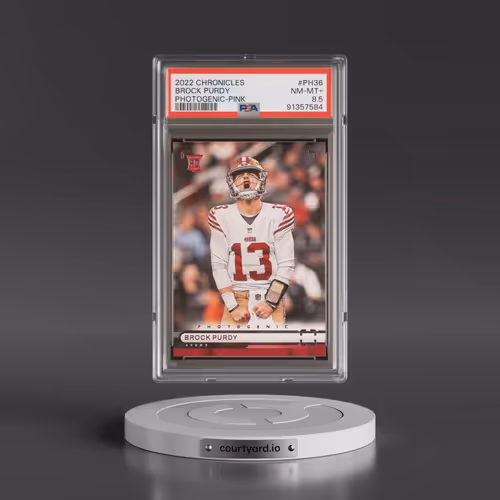 2022 Panini Chronicles Photogenic #PH36 Brock Purdy - Pink (PSA 8.5 NM-MT+)