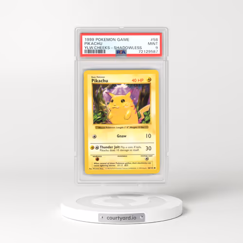 1999 Base Set #58 Pikachu - Shadowless Shadowless (Yellow Cheeks) (PSA 9 MINT)
