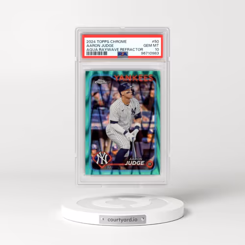 2024 Topps Chrome #50 Aaron Judge - Aqua Raywave (PSA 10 GEM MINT)