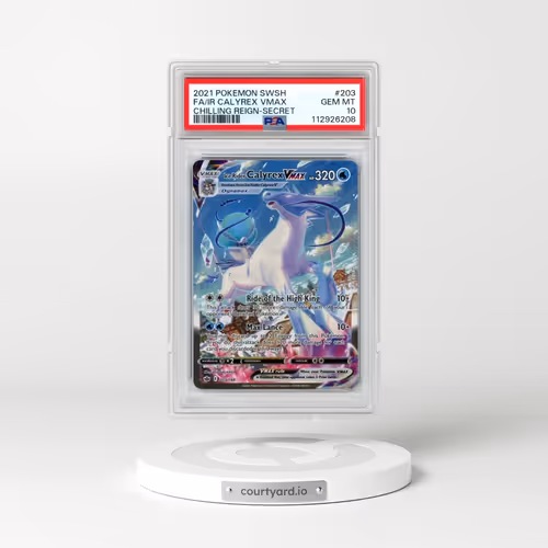 2021 Pokémon Sword & Shield Chilling Reign #203 Ice Rider Calyrex Vmax - Full Art Secret (PSA 10 GEM MINT)