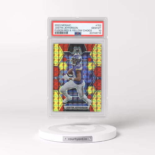 2023 Panini Mosaic #152 Justin Jefferson - Fusion Red & Yellow Choice (PSA 10 GEM MINT)