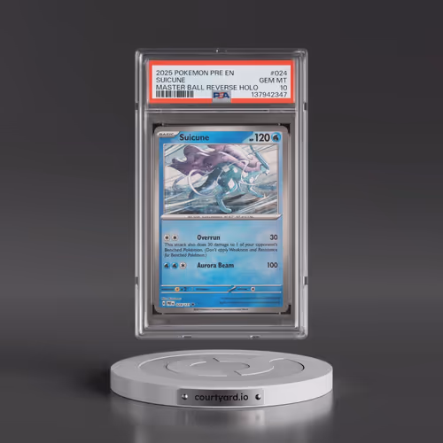 2025 Pokémon Pre EN-Prismatic Evolutions #024 Suicune - Reverse Holo Master Ball (PSA 10 GEM MINT)