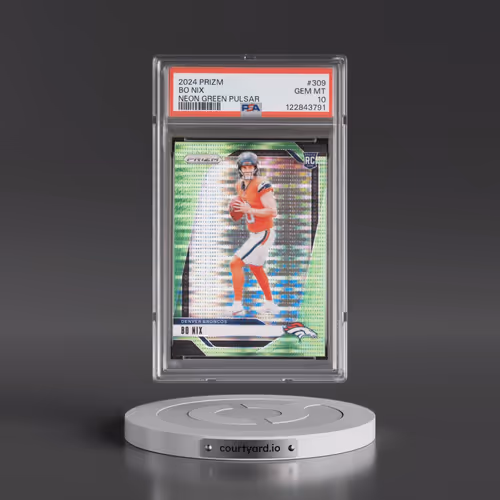 2024 Panini Prizm #309 Bo Nix - Neon Green Pulsar (PSA 10 GEM MINT)