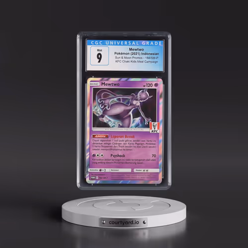 2019 Sun & Moon Promos #184/SM-P Mewtwo - KFC Chaki Kids Meal (Holo) (CGC 9 MINT)