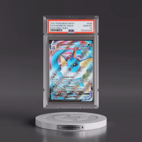 2021 Pokémon Sword & Shield Evolving Skies #030 Vaporeon Vmax - Full Art (PSA 10 GEM MINT)