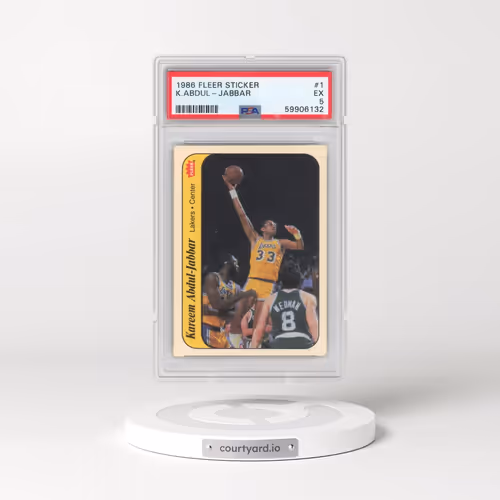 1986 Fleer Sticker #1 Kareem Abdul-Jabbar (PSA 5 EX)