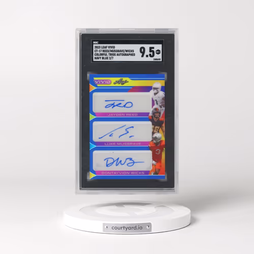 2023 Leaf Vivid #CT-17 Reed/Musgrave/Wicks - Colorful Trios Auto. Navy Blue (SGC 9.5 MINT+)
