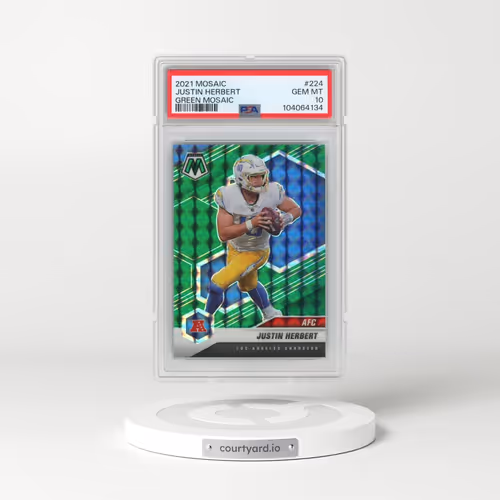 2021 Panini Mosaic #224 Justin Herbert - Green Mosaic (PSA 10 GEM MINT)