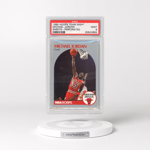 1990 Hoops Team Night Sheets #4 Michael Jordan - Perforated (PSA 9 MINT)
