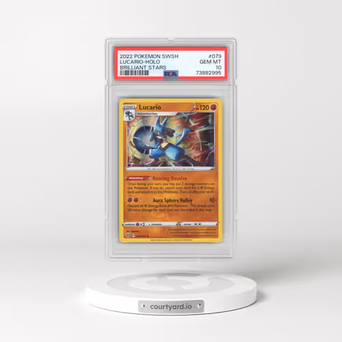 2022 Pokémon Sword & Shield Brilliant Stars #079 Lucario - Holo (PSA 10 GEM MINT)
