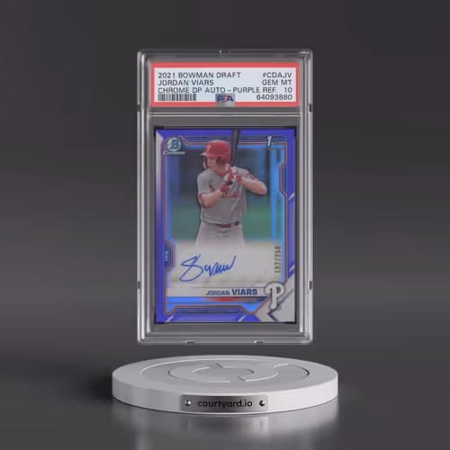 2021 Bowman Draft Chrome Draft Pick Autographs #CDAJV Jordan Viars - Purple Refractor (PSA 10 GEM MI