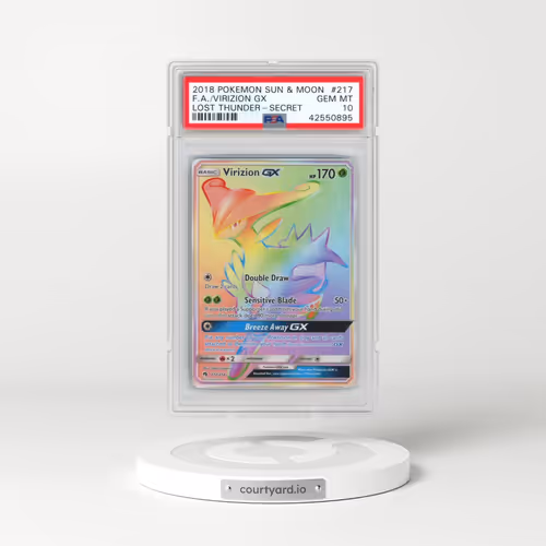 2018 Pokémon Sun & Moon Lost Thunder #217 Virizion GX - Holo Full Art Secret (PSA 10 GEM MINT)