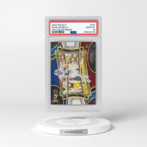 2023 Panini Select #331 Sam LaPorta - Tri-Color Prizm (PSA 10 GEM MINT)