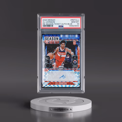 2024 Panini Mosaic Rookie Season Ticket Autographs #RSTAJJ AJ Johnson - Blue (PSA 10 GEM MINT)