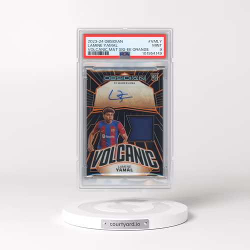 2023 Panini Obsidian Volcanic Material Signatures #VMLY Lamine Yamal - Electric Etch Orange (PSA 9 MINT)