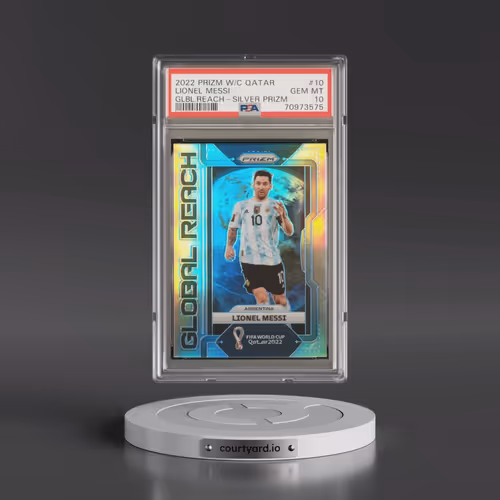 2022 Panini Prizm World Cup Qatar Global Reach #10 Lionel Messi - Silver Prizm (PSA 10 GEM MINT)