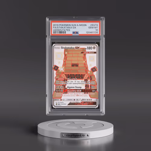 2019 Pokémon Sun & Moon Hidden Fates #SV74 Stakataka GX - Holo Full Art (PSA 10 GEM MINT)