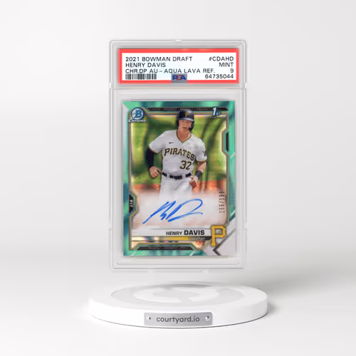 2021 Bowman Draft Chrome Draft Pick Autographs #CDAHD Henry Davis - Aqua Lava Refractor (PSA 9 MINT)