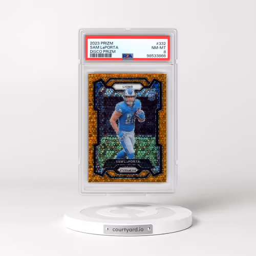 2023 Panini Prizm #332 Sam LaPorta - Disco Prizm (PSA 8 NM-MT)