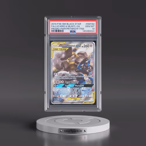 2019 Pokémon SM Black Star Promo #SM192 Lucario & Melmetal GX - Holo Full Art Power Partnership Tins
