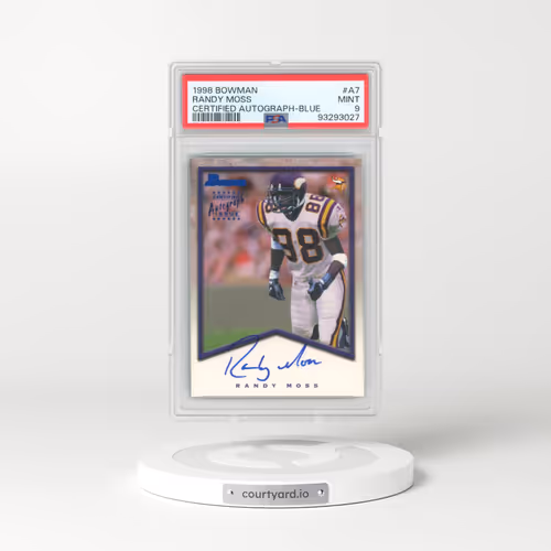 1998 Bowman Certified Autograph #A7 Randy Moss - Blue (PSA 9 MINT)