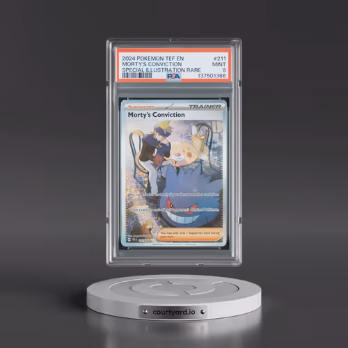 2024 Pokémon Tef EN-Temporal Forces #211 Morty's Conviction - Special Illustration Rare (PSA 9 MINT)