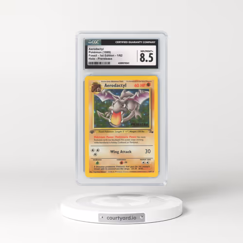1999 Fossil #1 Aerodactyl - 1st Edition Holo Prerelease (CGC 8.5 NM-MT+)