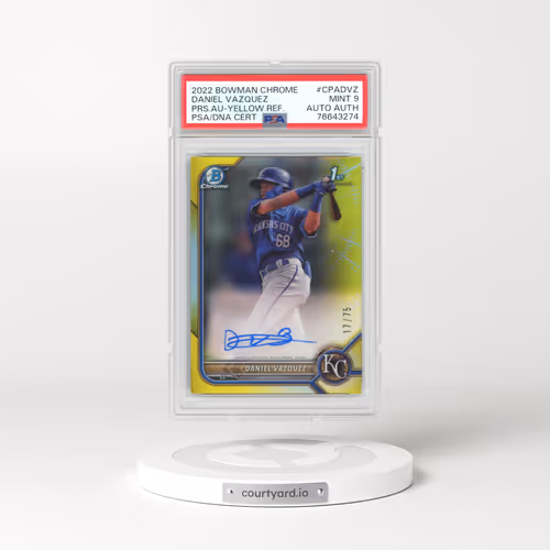 2022 Bowman Chrome Prospect Autographs #CPADVZ Daniel Vazquez - Yellow Refractor (PSA 9 MINT)