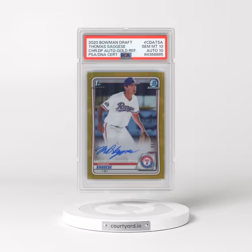 2020 Bowman Draft Chrome Draft Picks Autographs #CDATSA Thomas Saggese - Gold Refractor (PSA 10 GEM MINT)