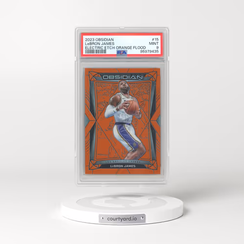 2023 Panini Obsidian #15 LeBron James - Electric Etch Orange Flood (PSA 9 MINT)